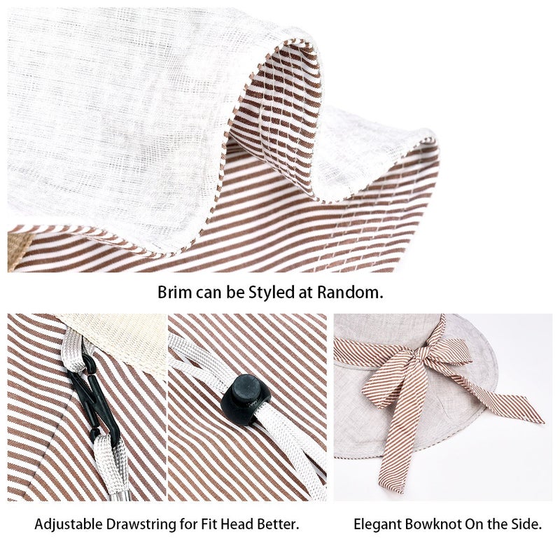 SOMALER Sun Hats for Women Roll-up Wide Brim Summer Beach Hat Foldable Floppy Cotton Hat - Image 4